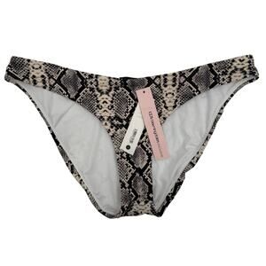 AQUA Bikini Bottoms Size Large Black Cream Swim Snake Print 100% Exclusive NWT